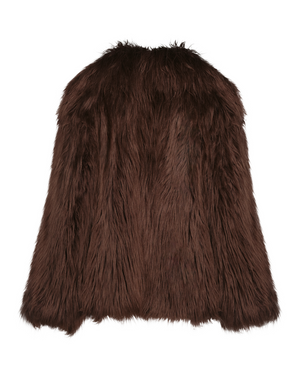 COOL POP - Pelliccia Voluminosa In Faux Fur Chocolate Brown