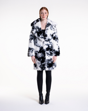 CURLY POP - Cappotto in faux fur white/black