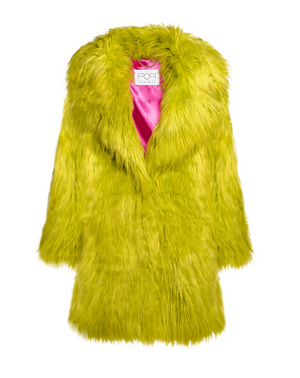 PUFFY POP - Pelliccia voluminosa in faux fur Lime