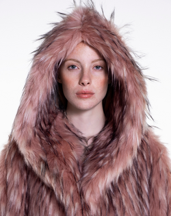 ALLOVER THE POP RACOON Personalizzato - Pelliccia oversize con cappuccio in faux fur