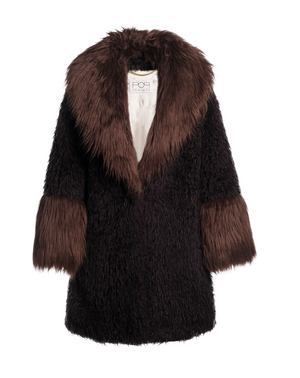 CURLY POP MIX - Cappotto in faux fur Chocolate Brown