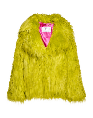 COOL POP - Pelliccia Voluminosa In Faux Fur Lime