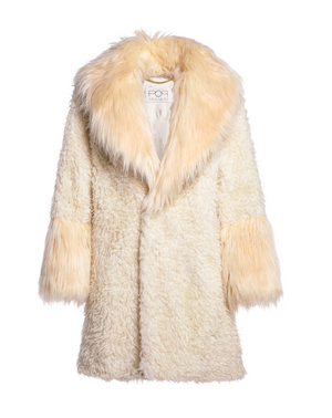 CURLY POP MIX - Cappotto in faux fur Burro